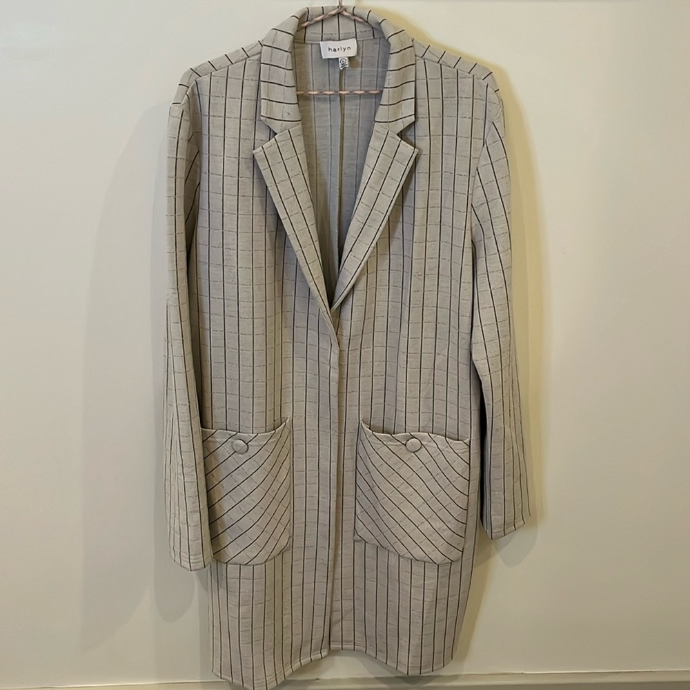 Harlyn from Anthropologie size XL knee-length long topper jacket cream/black